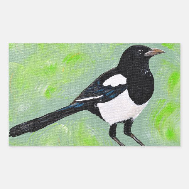 Magpie Painting Rechteckiger Aufkleber (Vorderseite)