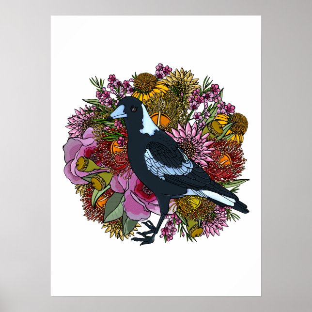 Magpie Wildblume Spring Garden Poster (Vorne)