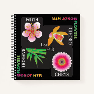 Mah Jongg 4 Blume Notebook Notizbuch