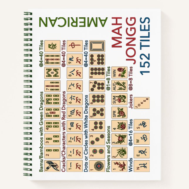 Mah Jongg American Tiles Notizbuch (Vorderseite)
