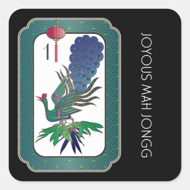 Mah Jongg Bird Holiday Stickers (Vorderseite)
