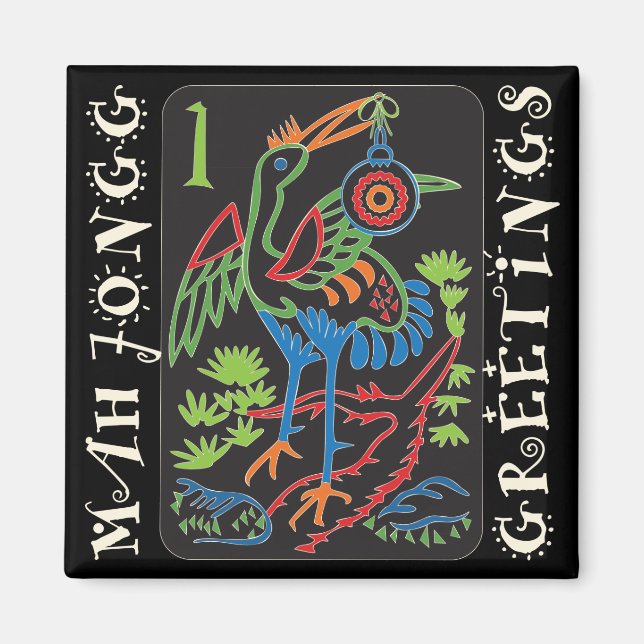 Mah Jongg Bird Salutations Magnet (Devant)