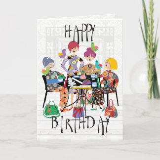 Mah Jongg Birds Card Dankeskarte