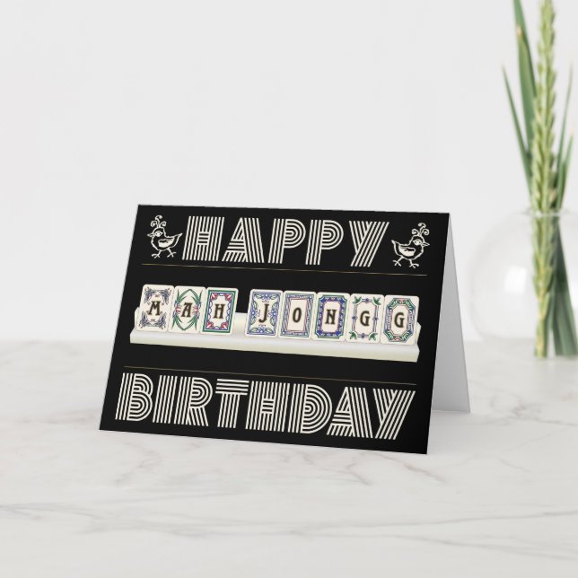 Mah Jongg Birthday White Dragons Card Dankeskarte (Vorderseite)