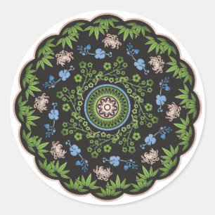 Mah Jongg-Blume/Ein-Punkte-Aufkleber Runder Aufkleber