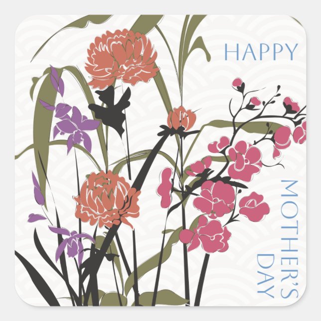 Mah Jongg Blume Mother's Stickers (Vorderseite)