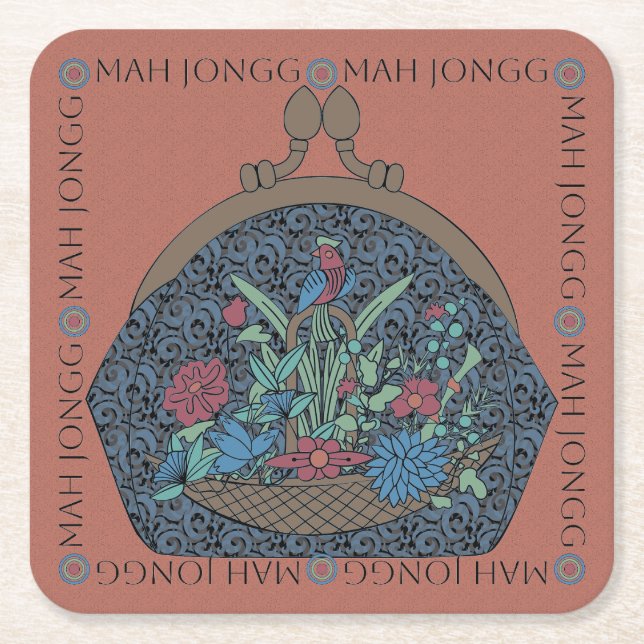 Mah Jongg Blume Purse Untersetzer (Vorderseite)