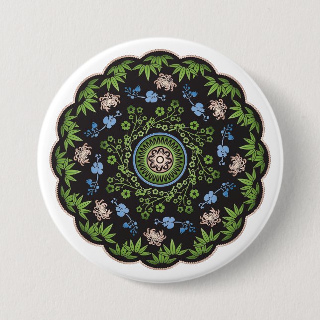 Mah Jongg-Blume/Schaltfläche "Ein Punkt" Button (Vorderseite)
