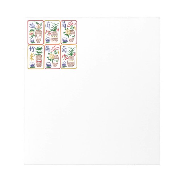 Mah Jongg Blume Tiles Notepad Notizblock (Vorderseite)
