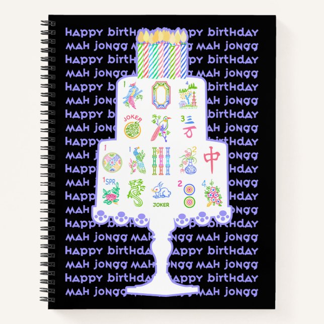 Mah Jongg Cake Birthday Notizbuch (Vorderseite)