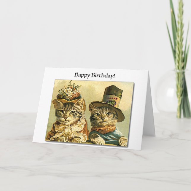 Mah Jongg Carte d'anniversaire Chats victoriens (Devant)