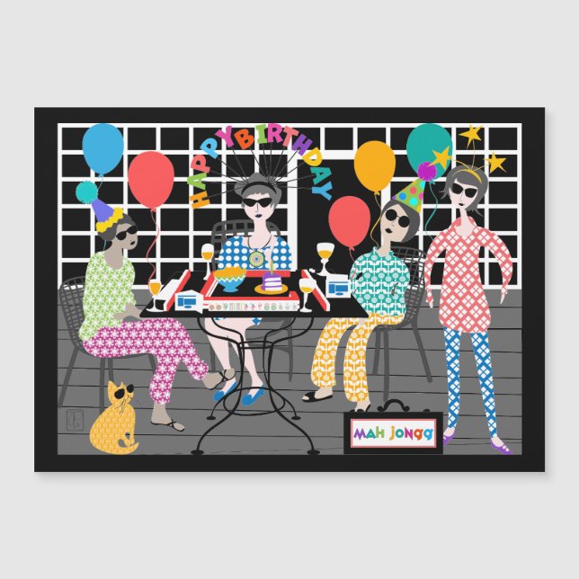 Mah Jongg Cat Magnet Card (Vorderseite)