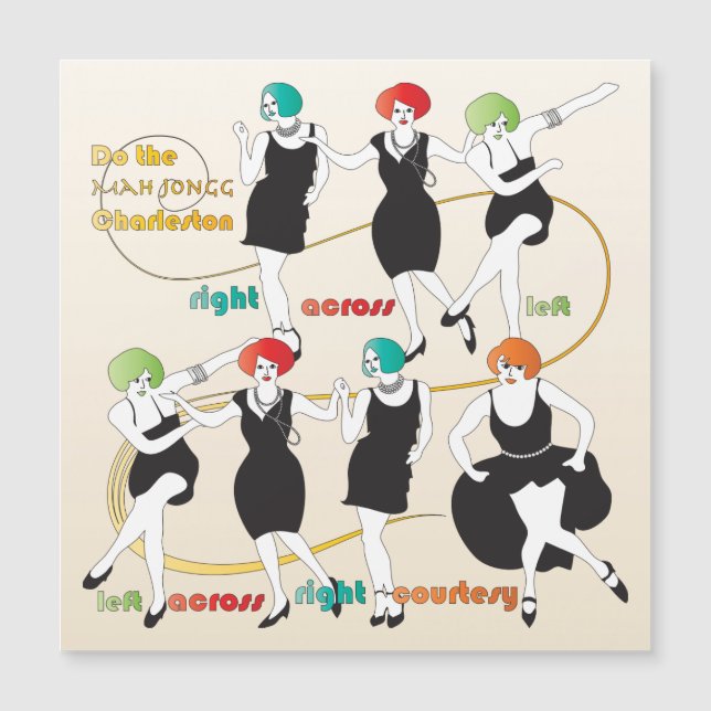 Mah Jongg Charleston Dancers Magnet Card (Devant)
