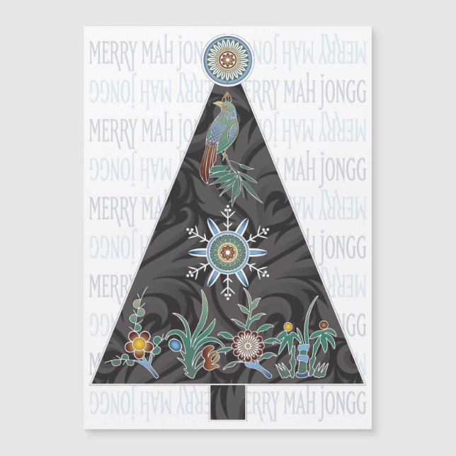 Mah Jongg Christmas Tree Flat Magnet (Vorderseite)