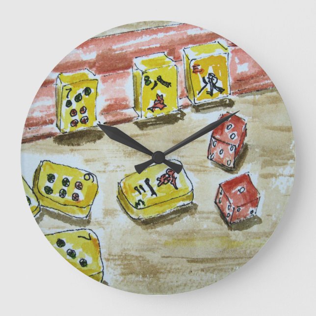 Mah Jongg Clock Große Wanduhr (Vorderseite)