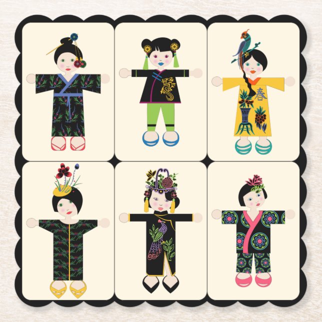 Mah Jongg Dolls Untersetzer (Vorderseite)