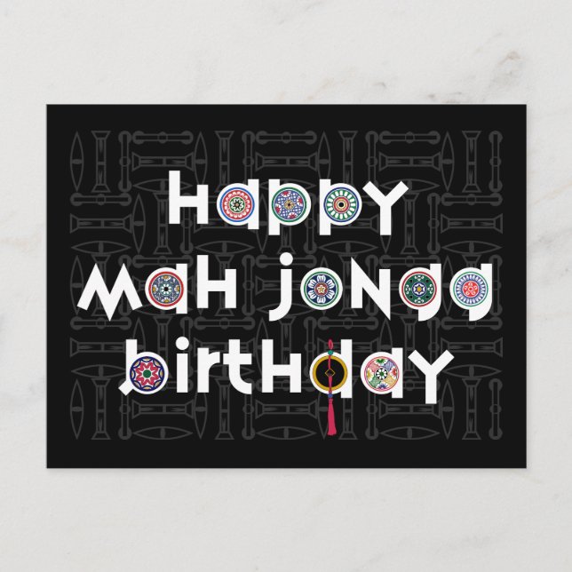 Mah Jongg Dots Birthday Postkarte (Vorderseite)