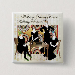 Mah Jongg Festive Button