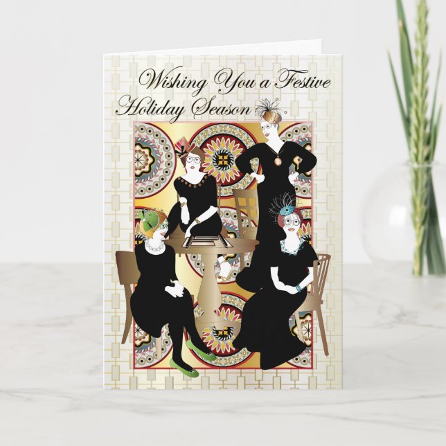 Mah Jongg Festive Feiertagskarte (Vorderseite)