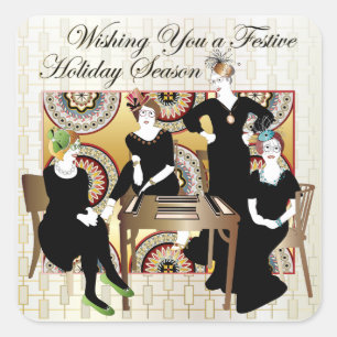 Mah Jongg Festive Quadratischer Aufkleber