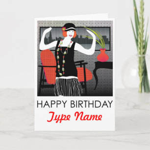 Mah Jongg Flapper Dancer Carte Anniversaire