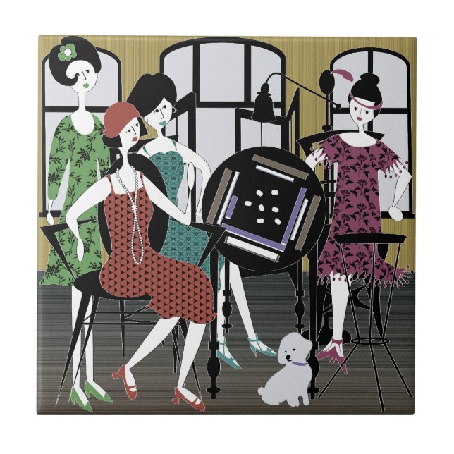 Mah Jongg Flappers Carreaux de chien (Devant)