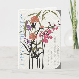 Mah Jongg Fleurs Carte de Fête des Mères