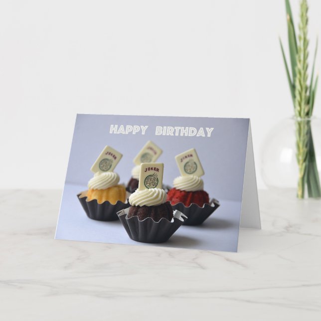 Mah jongg Geburtstagskarte Cupcakes Karte (Vorderseite)
