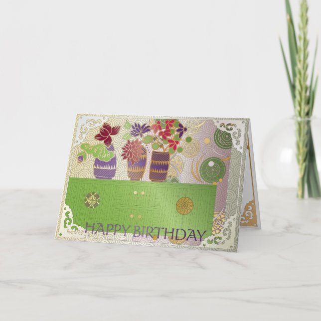 Mah Jongg Green Table Carte d'anniversaire (Devant)