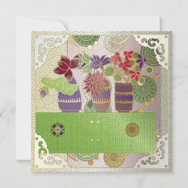 Mah Jongg Green Table Flat Card Einladung (Vorderseite)