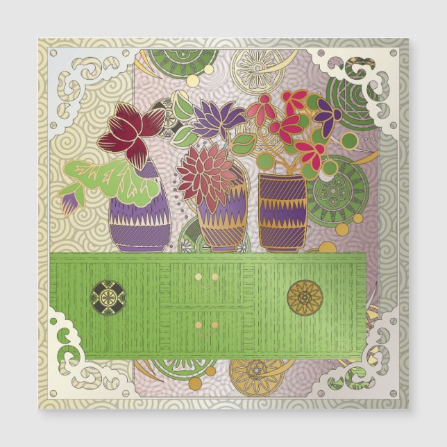 Mah Jongg Green Table Magnet Card (Vorderseite)