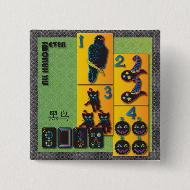 Mah Jongg Halloween Button (Vorderseite)