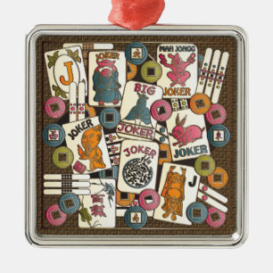Mah Jongg Joker Silbernes Ornament