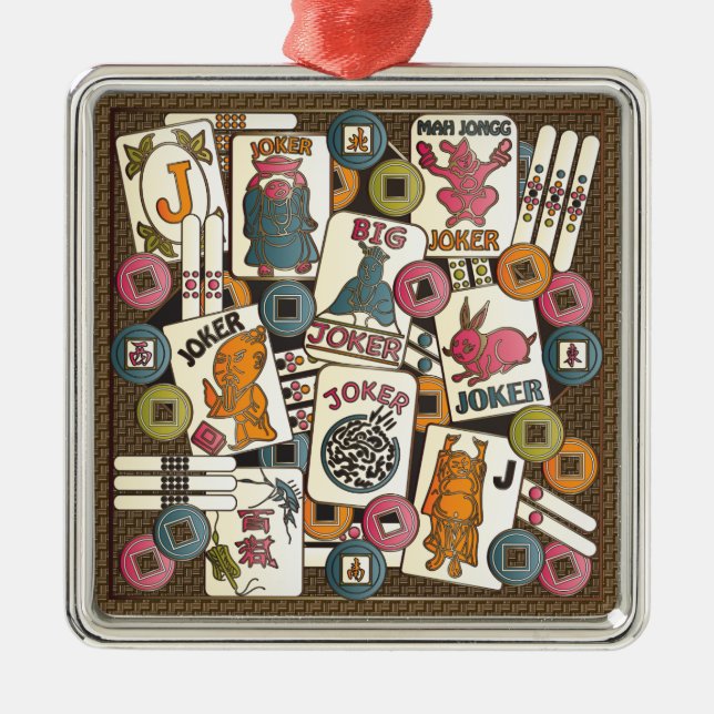 Mah Jongg Joker Silbernes Ornament (Vorne)