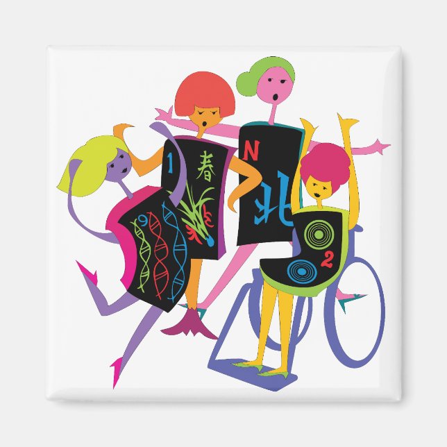 Mah Jongg Joyeuse Danse Magnet blanc (Devant)