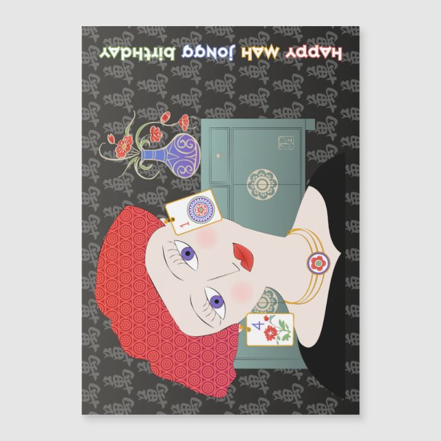 Mah Jongg Lady 01 carte magnétique (Devant)