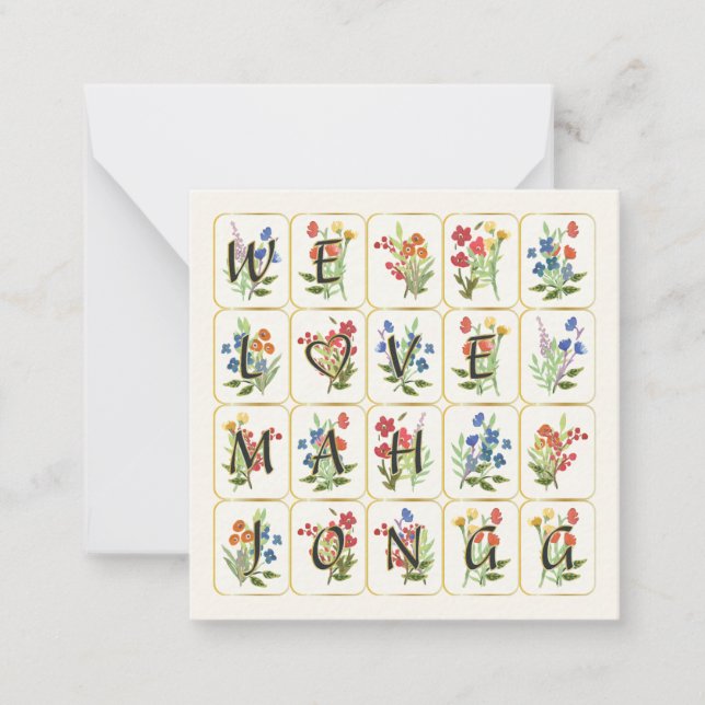 Mah Jongg Liebe Small Flat Card Mitteilungskarte (Vorderseite)