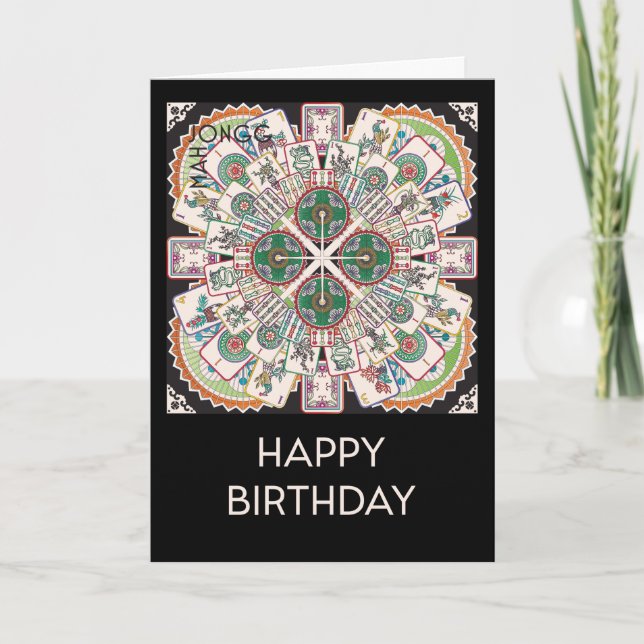 Mah Jongg Limerick Kong Birthday Card Dankeskarte (Vorderseite)