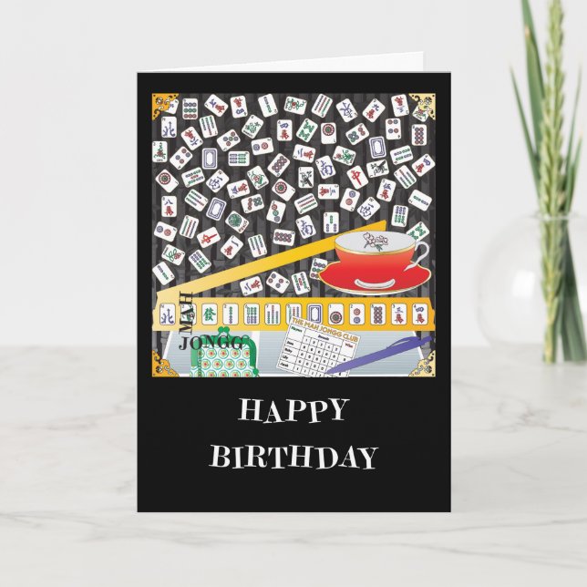 Mah Jongg Limerick Mahj Birthday Card Dankeskarte (Vorderseite)