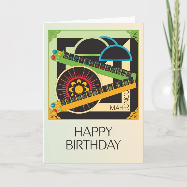 Mah Jongg Limerick Whine Birthday Card Dankeskarte (Vorderseite)