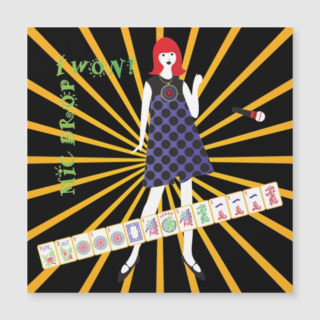 Mah Jongg Mic Drop Magnet-Karte Magneteinladung (Vorderseite)