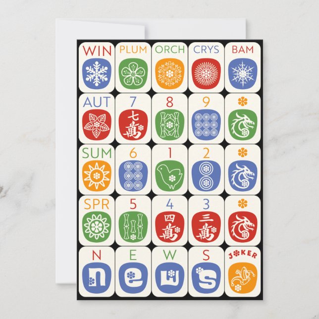 Mah Jongg Modern Flat Card Karte (Vorderseite)