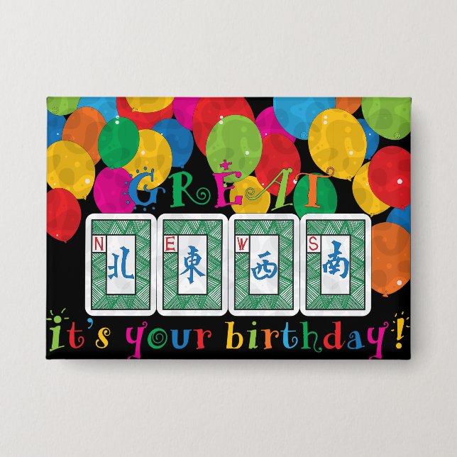 Mah Jongg NEWS Birthday Button (Vorderseite)