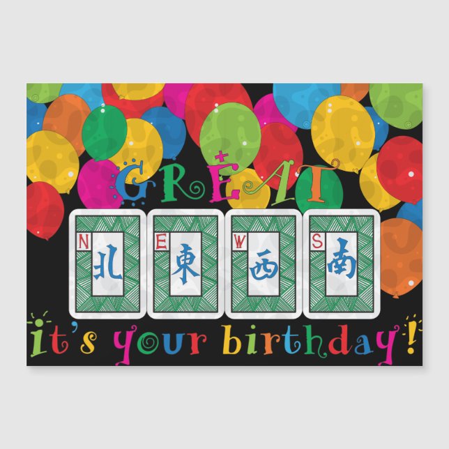 Mah Jongg NEWS Birthday Flat Magnet (Vorderseite)