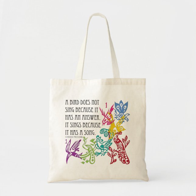Mah Jongg One Bams Birds/Proverb Bag Tragetasche (Vorne)