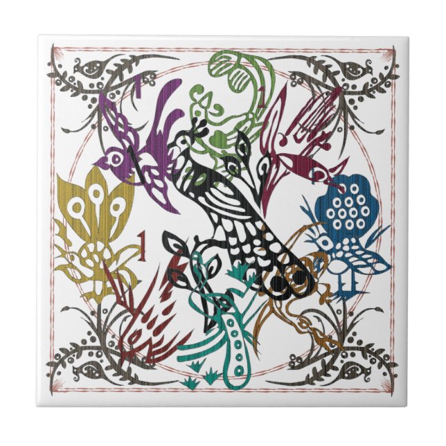 Mah Jongg One Bams Birds Tile Fliese (Vorderseite)