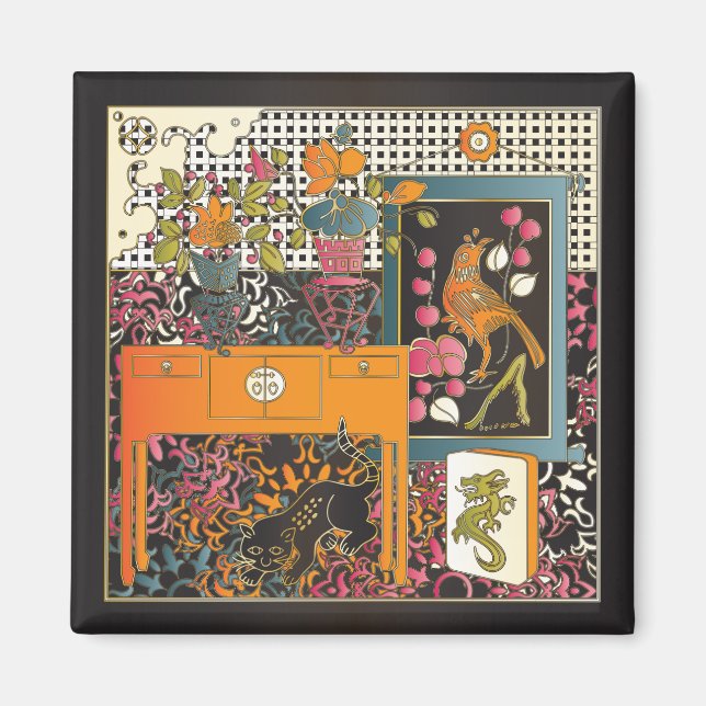 Mah Jongg Orange Magnet (Vorne)