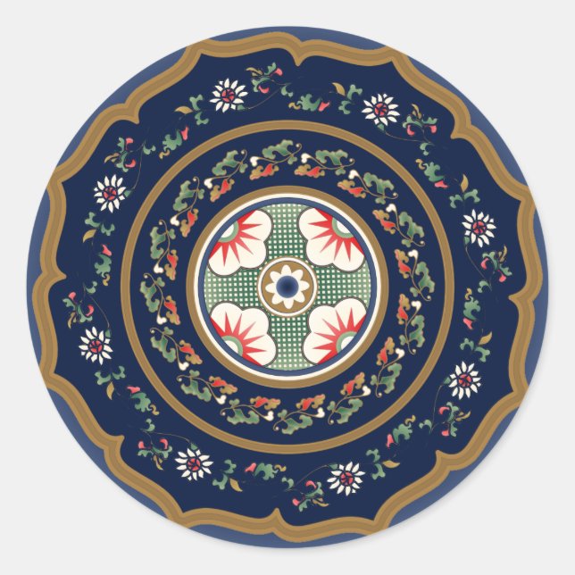 Mah Jongg Patterns Classic Round Sticker (Vorderseite)