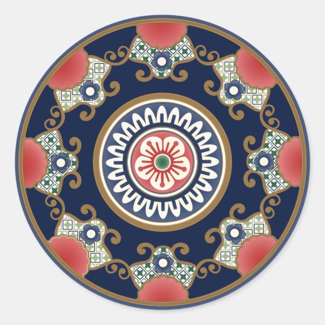 Mah Jongg Patterns Classic Round Sticker (Vorderseite)