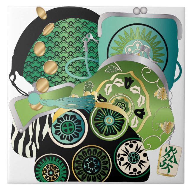 Mah Jongg Purses Green Tile Fliese (Vorderseite)